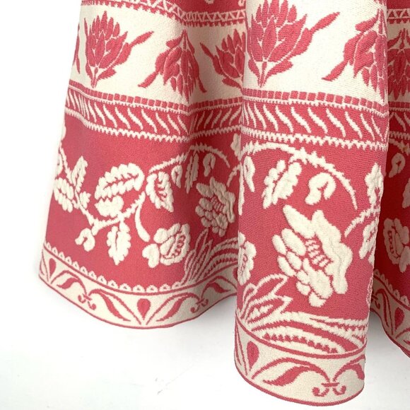 Alexander Mcqueen Pink & Cream Floral Print Knit Skirt M Size - Picture 4 of 8